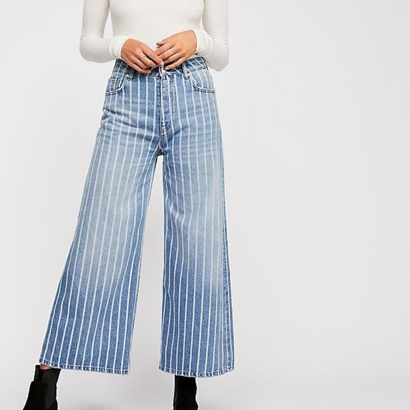 Free People Denim - Free People Earn Your Stripes Wideleg Jean